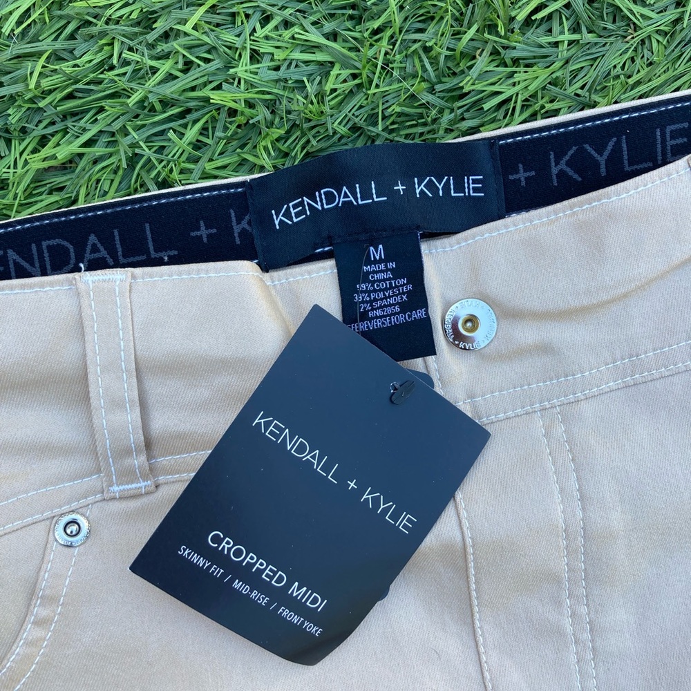 Kendall and Kylie cream vegan leather fitted pants